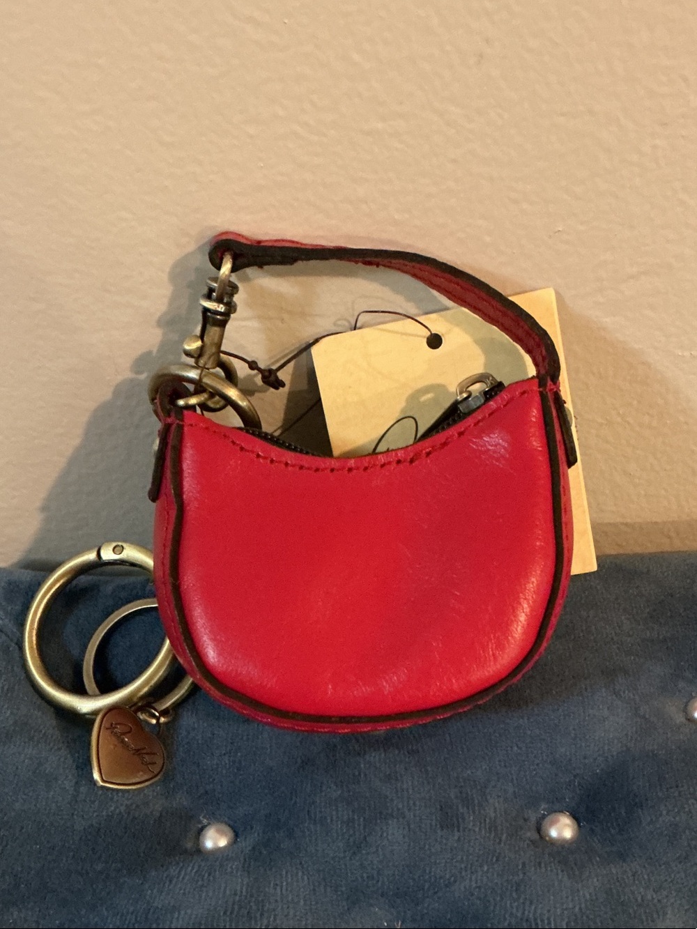 Patricia Nash Micro Morgna NWT Keychain Bag Charm Pouch Red 3.25x2.25x1.5 Heart